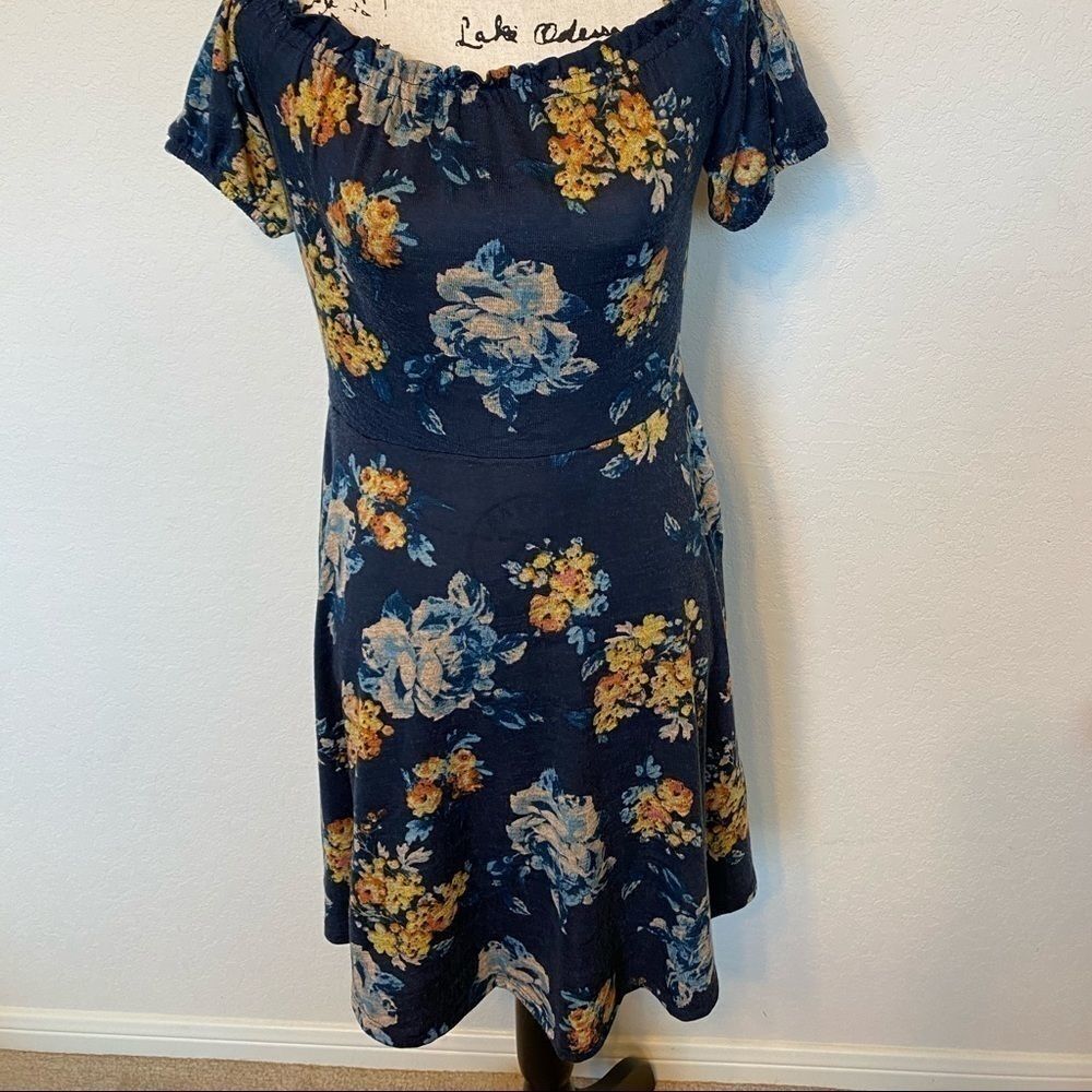 ❤️Xhileration Navy Flower Dress